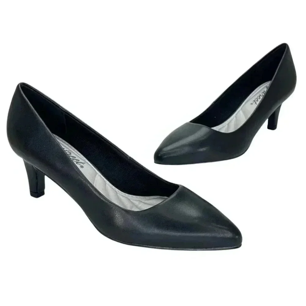 Easy Street Passion Black Faux Leather Womens Heels Size 5.5M